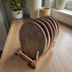 6 darabos feketedió tányérszett tartóval