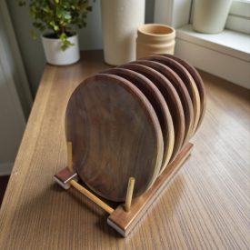 6 darabos feketedió tányérszett tartóval